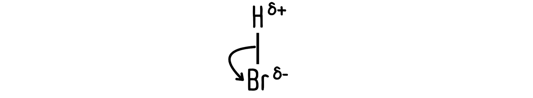 Example of curly arrow ending points in an organic reaction mechanism. Curly arrows can end at a leaving group.