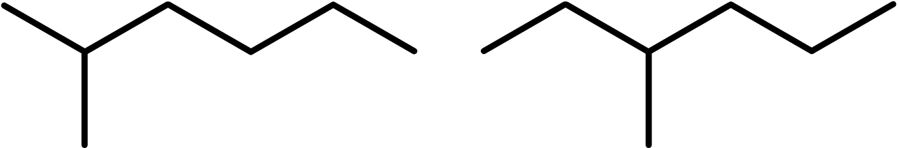 2-methylhexane and 3-methylhexane.