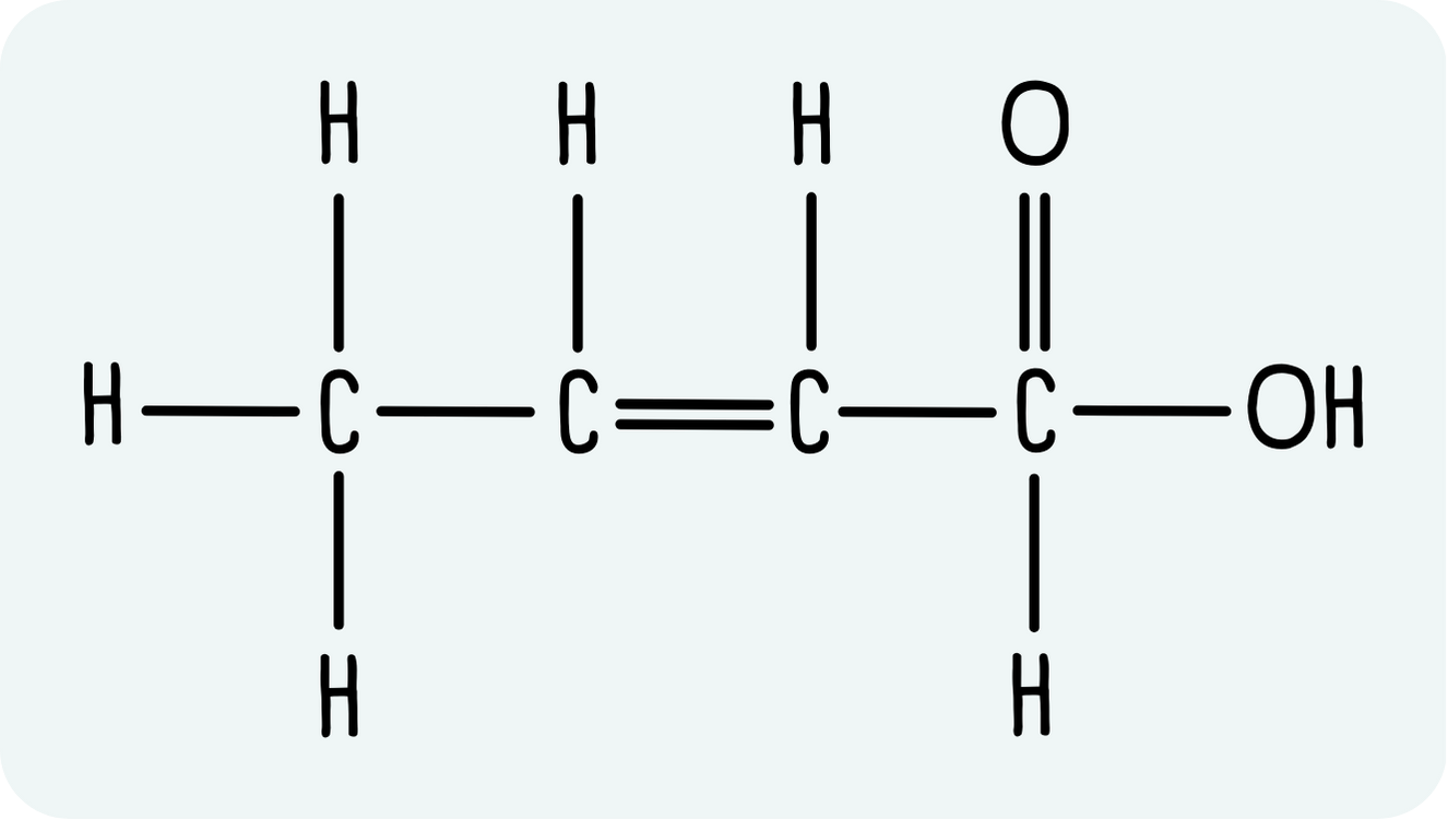 2-butenoic acid displayed formula.