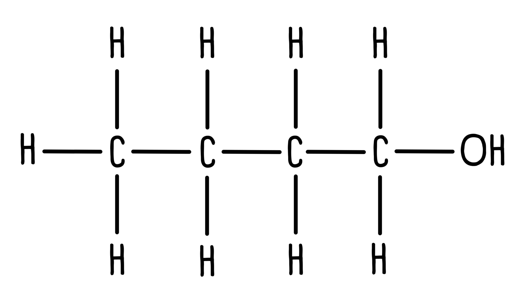 Butan-1-ol displayed formula.